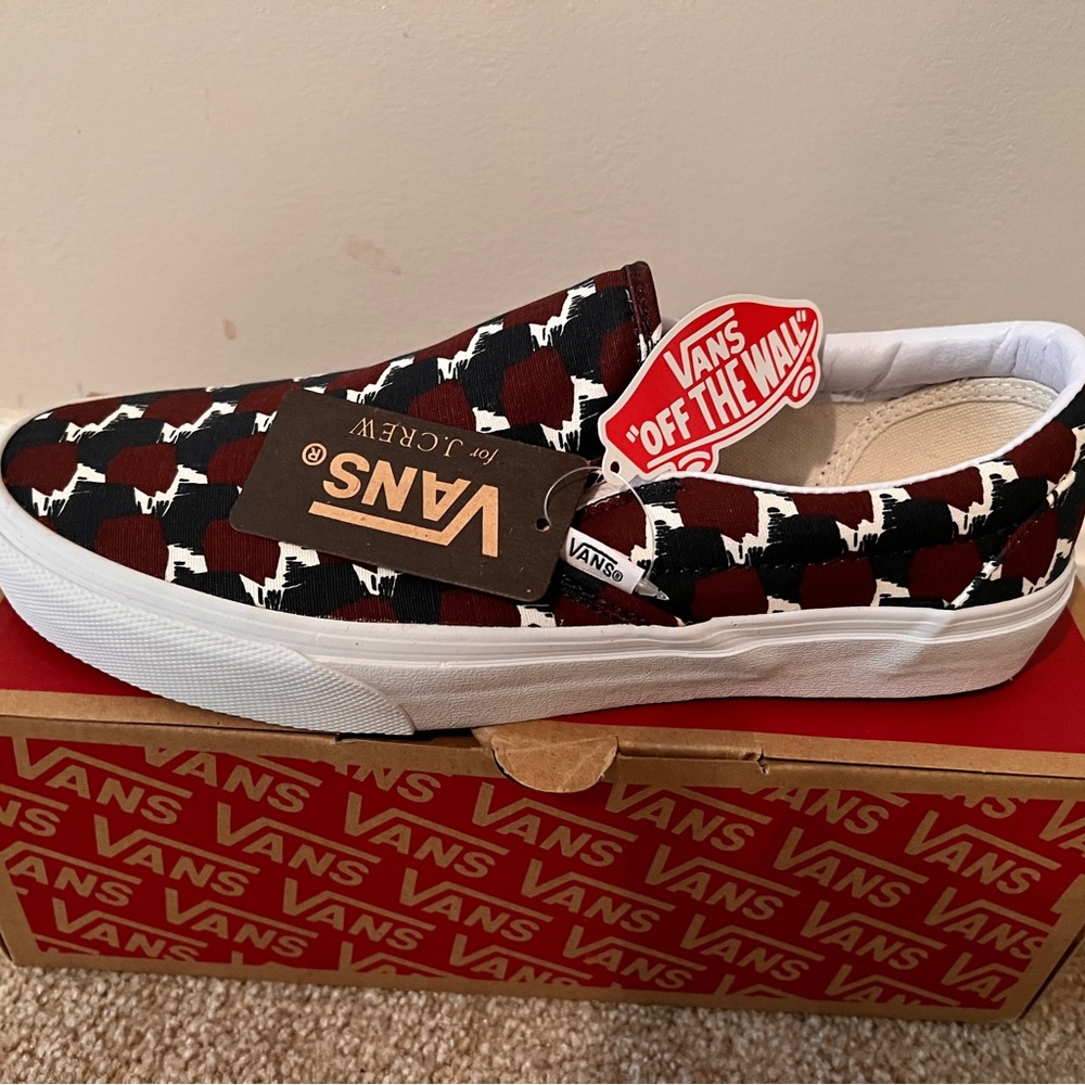 NIB vans for j. Crew 8.5 M 10 W classic slip on in graphic print rare